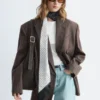 Americana de lana de doble botonadura