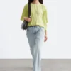 Blusa de crepé fruncida