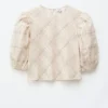 Blusa de jacquard con mangas abullonadas