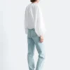 Blusa de popelín de algodón con cremallera frontal