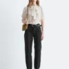Blusa de seda estampada con cuello lazo