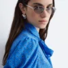 Blusa de seda estampada con cuello lazo
