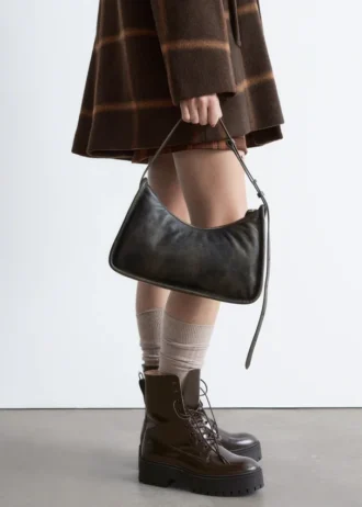 Bolso de hombro de piel