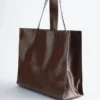 Bolso tote de piel