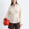 Camisa de lino con pliegues en la cintura