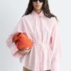 Camisa de popelín de algodón con cordón