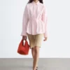 Camisa de popelín de algodón con cordón