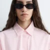 Camisa de popelín de algodón con cordón