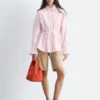 Camisa de popelín de algodón con cordón