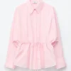 Camisa de popelín de algodón con cordón