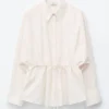 Camisa de popelín de algodón con cordón