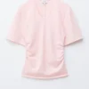 Camiseta con cuello en V fruncido
