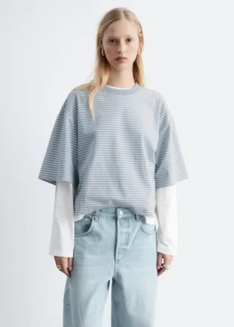 Camiseta de algodón a rayas oversize