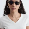 Camiseta de algodón con cuello en V