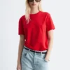 Camiseta de algodón con cuello redondo