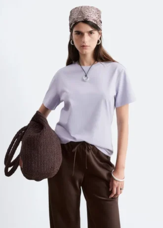 Camiseta de algodón con cuello redondo