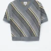 Camiseta de lana con cuello en V a rayas