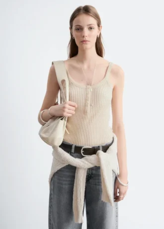 Camiseta sin mangas con dobladillo festoneado