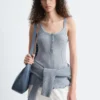 Camiseta sin mangas con dobladillo festoneado