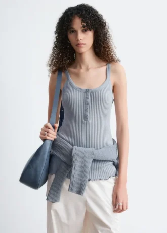 Camiseta sin mangas con dobladillo festoneado