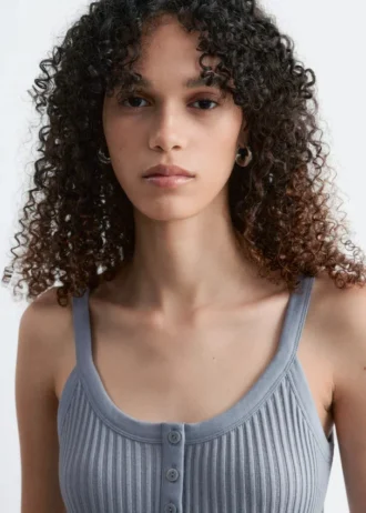 Camiseta sin mangas con dobladillo festoneado