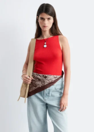 Camiseta sin mangas de punto acanalado