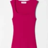 Camiseta sin mangas de punto acanalado