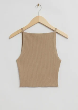 Camiseta sin mangas de punto acanalado