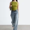 Camiseta sin mangas de punto acanalado