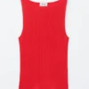 Camiseta sin mangas de punto acanalado