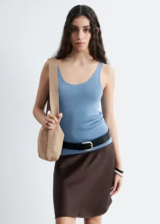 Camiseta sin mangas de punto con cuello redondo