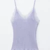 Camisola de encaje de punto acanalado
