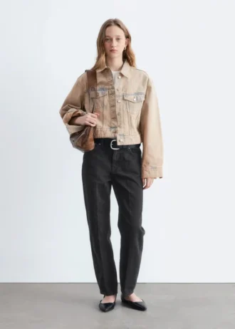 Chaqueta corta de denim sobreteñido