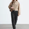 Chaqueta corta de denim sobreteñido