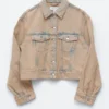 Chaqueta corta de denim sobreteñido
