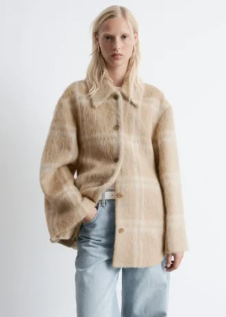 Chaqueta de camisa de lana a cuadros