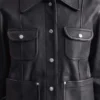 Chaqueta de cuero con bolsillos de parche