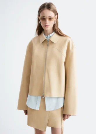 Chaqueta de cuero holgada