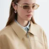 Chaqueta de cuero holgada