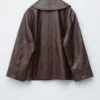 Chaqueta de cuero napa de corte recto