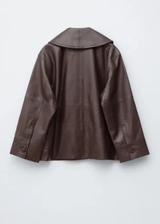 Chaqueta de cuero napa de corte recto
