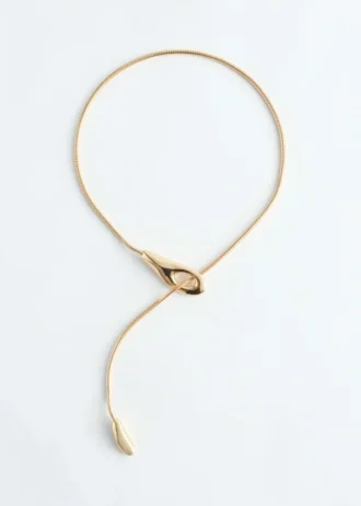 Collar lariat con cadena tipo serpiente