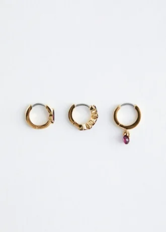 Conjunto de pendientes de aro con cristales