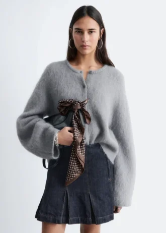 Cárdigan de mezcla de mohair cepillado