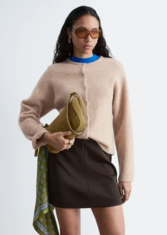 Cárdigan de punto con mezcla de alpaca