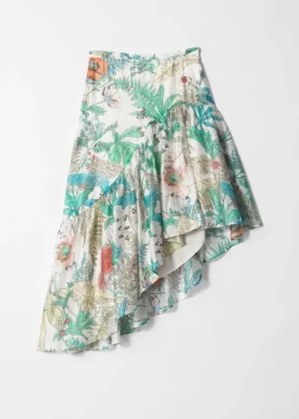Falda midi asimétrica con volantes
