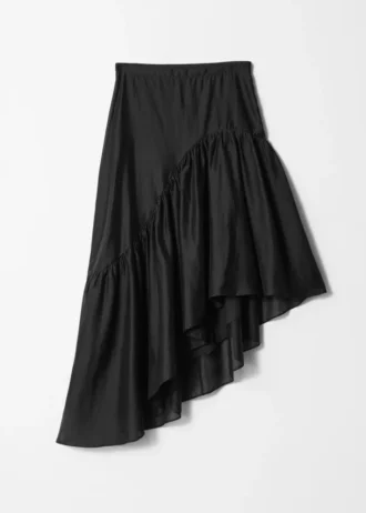 Falda midi asimétrica con volantes