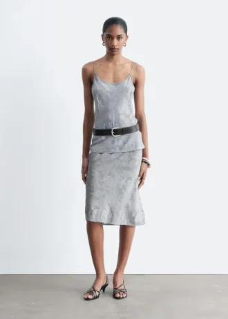 Falda midi de jacquard de viscosa y seda