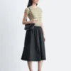 Falda midi de sarga fruncida