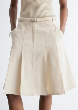 Falda midi plisada de algodón